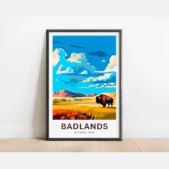 Badlands Travel Print - Badlands Poster National Park Wall Art Framed Present Gift South Dakota Present