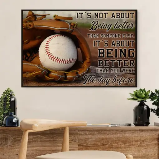 Baseball Poster Wall Art Prints | Better Than Yesterday | Gift For Baseball Players