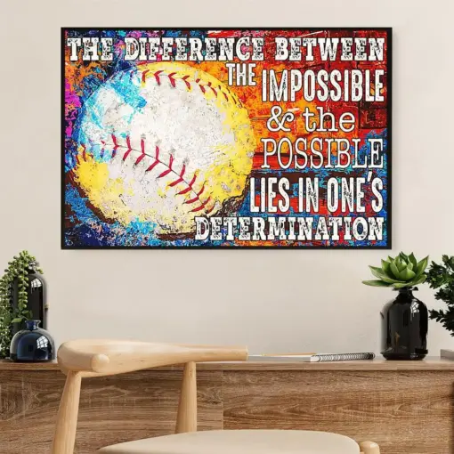 Baseball Poster Wall Art Prints | Impossible & Possible | Gift For Baseball Players