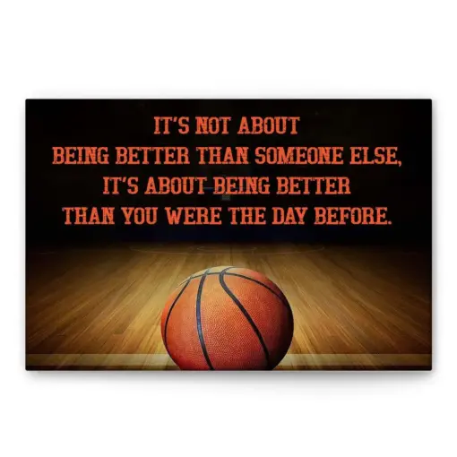 Basketball It�S Not About Being Better Than Someone Else Inspirational Quote Sports Gifts Poster & Canvas, Wall Art Decor