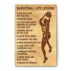 Basketball Poster & Canvas, Basketball Life Lessons - Motivational Inspirational Quote Wall Art, Home Decor For Son, Boy, Men