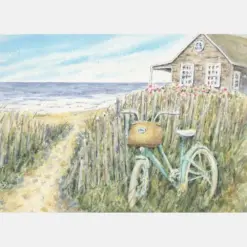 Beach Day Bicycle At Beach Watercolor Painting Prints Or Original Watercolor Beach Decor Coastal Art Beach Print Summer Cottage Art