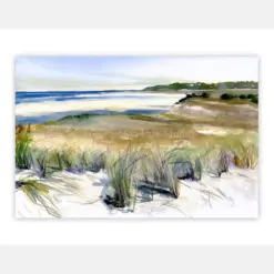Beach Dunes Painting Wall Art Print Glee Print Of Original Watercolor Painting Ocean Beach And Dunes Beach House Decor In Various Sizes