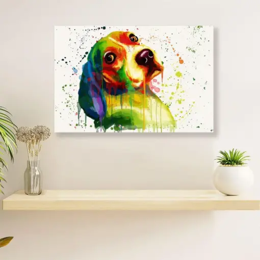 Beagle Dog Canvas Wall Art Prints | Watercolor Dog Painting | Home Décor Gift For Pocket Beagle Puppies Lover