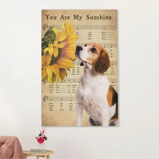 Beagle Dog Canvas Wall Art | You Are My Sunshine | Gift For Pocket Beagle Puppies Lover