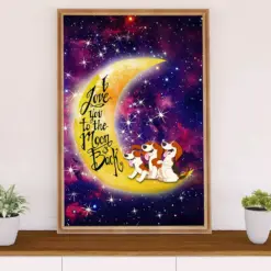 Beagle Dog Poster | Love You To The Moon And Back | Wall Art Gift For Pocket Beagle Puppies Lover