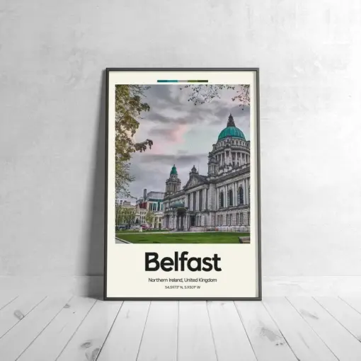 Belfast Poster - Oil Print Belfast Wall Art Travel Prints United Kingdom Cities & Printed Posters Minimalist Home Decor