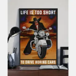 Biker Life Is Too Short To Drive Boring Cars Canvas Prints Vintage Wall Art Gifts Vintage Home Wall Decor Canvas