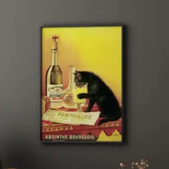 Black Cat Drinking Absinthe Vintage French Advert Art Nouveau Vintage Poster Vintage Wall Art Retro Wall Art Vintage Print Gift Idea