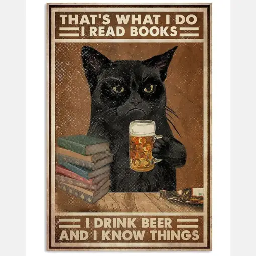 Black Cat Read Books And Drink Beer It Dish Pal