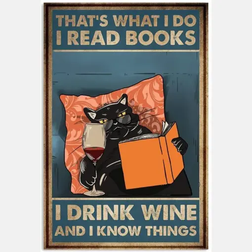 Black Cat Wine Thats What I Do I Read Book I Drink Wine Potrait