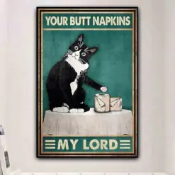 Black Cat Your Butt Napkins My Lord Poster Cat And Paper Funny Toilet Poster Black Cat Bathroom Decor Cat Bathroom Poster