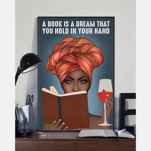 Black Girl Loves Book Wine Poster A Book Is A Dream That You Hold In Your Hand Vintage Room Home Decor Wall Art Gifts Idea
