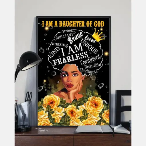 Black Girl Pride Poster I Am A Daughter Of God I Am Fearless Vintage Room Home Decor Wall Art Gifts Idea