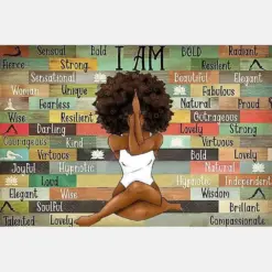 Black Girl Yoga Afro Woman I Am Strong Beautiful Lovely Landscape