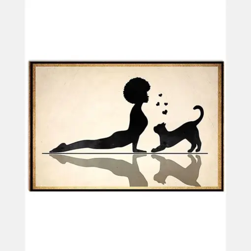 Black Girl Yoga And Cat