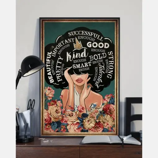 Black Queen Afro Girl Kind Strong Successful Smart Poster Vintage Room Home Decor Wall Art Gifts Idea