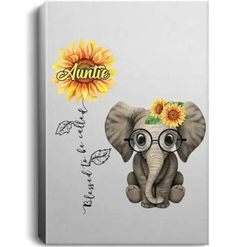 Blessed To Be Called Auntie Hippie Elephant Aunt Gift Portrait Canvas