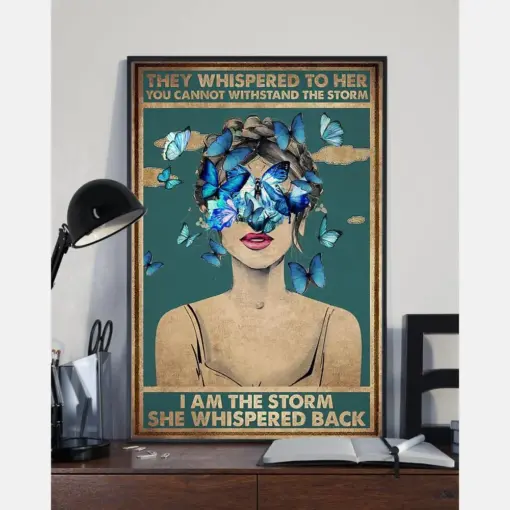 Blue Butterfly Poster I Am The Storm Vintage Room Home Decor Wall Art Gifts Idea