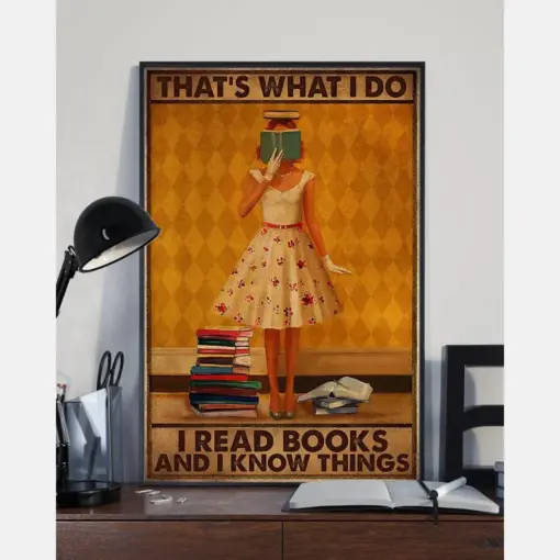 Book Girl Canvas Prints That'S What I Do I Read Books And I Know Things Vintage Wall Art Gifts Vintage Home Wall Decor Canvas