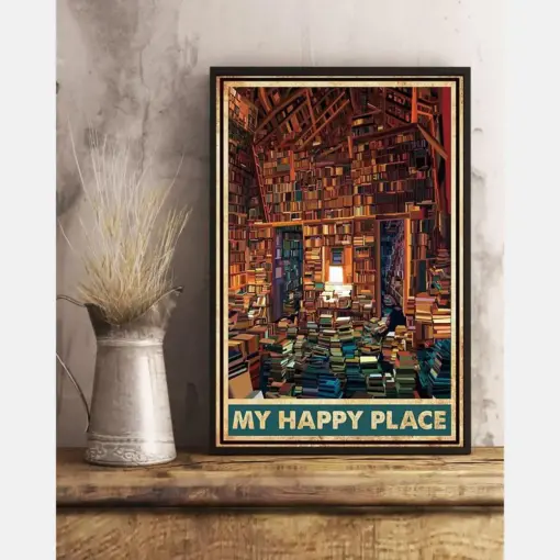 Book Loves Canvas Prints My Happy Place Vintage Wall Art Gifts Vintage Home Wall Decor Canvas