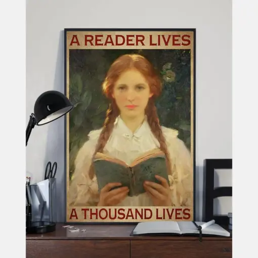 Book Loves Poster A Reader Lives A Thousand Lives Vintage Room Home Decor Wall Art Gifts Idea