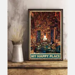 Book Loves Poster My Happy Place Vintage Room Home Decor Wall Art Gifts Idea For Book Lover