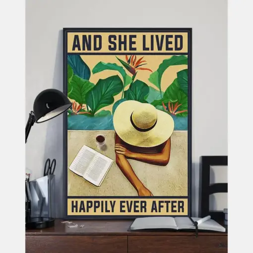 Book Wine Loves Canvas Prints And She Lived Happily Ever After Vintage Wall Art Gifts Vintage Home Wall Decor Canvas