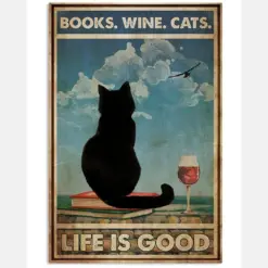 Books Cat Wine Sky View