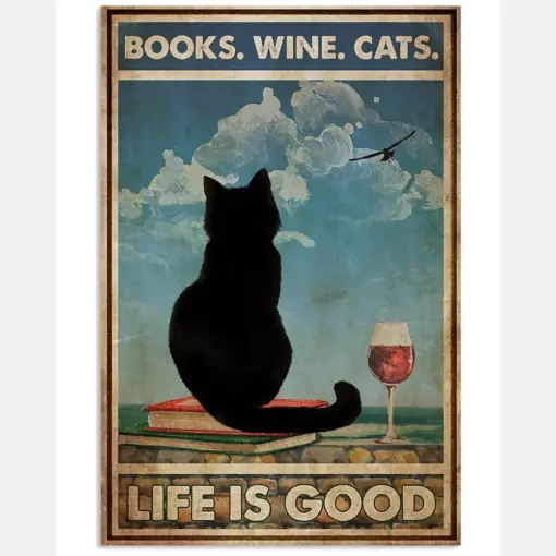 Books Cat Wine Sky View