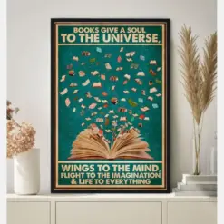 Books Give A Soul To The Universe Vintage Poster Bookish Gifts Book Lovers Poster Reading Wall Art Love Reading Books Reading Book Gift