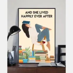 Books Loves Canvas Prints And She Lived Happily Ever After Vintage Wall Art Gifts Vintage Home Wall Decor Canvas