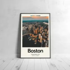 Boston City Poster - Oil Painting Technique | United States Wall Art | & Printed Travel Prints | Animalistic Home Decor