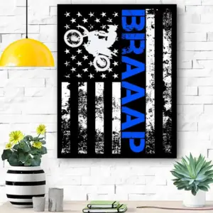 Braaap Vintage Usa American Flag Canvas Room Home Decor Print Matte Canvas – Home Room Wall Decor Matte Canvas