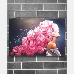 Breast Cancer Never Gives Up Canvas Prints Support Hope Love Vintage Wall Art Gifts Vintage Home Wall Decor Canvas