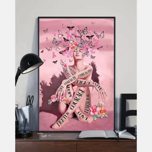 Breast Cancer Survivor Butterfly Poster Vintage Room Home Decor Wall Art Gifts Idea