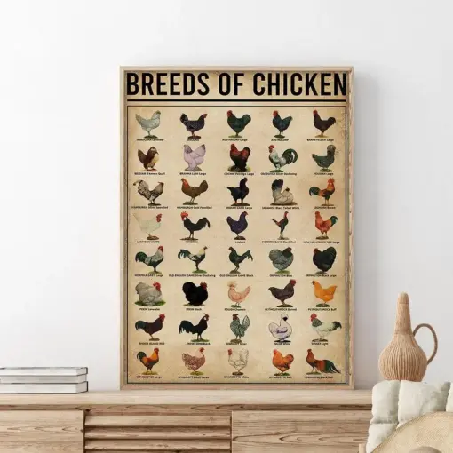 Breeds Of Chickens Poster Chicken Knowledge Poster Types Of Chicken Print Farmhouse Decorations Farmhouse Wall Hanging
