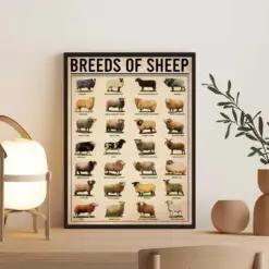 Breeds Of Sheep Knowledge Poster Vintage Sheep Farm Poster Type Of Sheep Print For Animal Lovers Poster Sheep Farm Art Education Decor