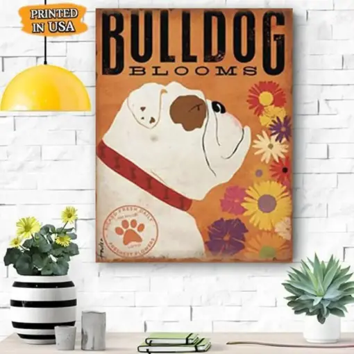 Bulldog Bloooms Canvas Prints - Gifts For Dog Lover | Puppies Home Room Wall Art