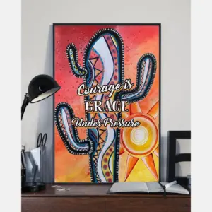 Cactus Courage Is Grace Under Pressure Canvas Prints Geometric Vintage Wall Art Gifts Vintage Home Wall Decor Canvas