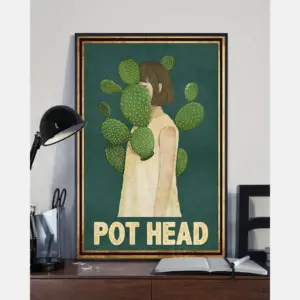 Cactus Girl Pot Head Canvas Prints Vintage Wall Art Gifts Vintage Home Wall Decor Canvas