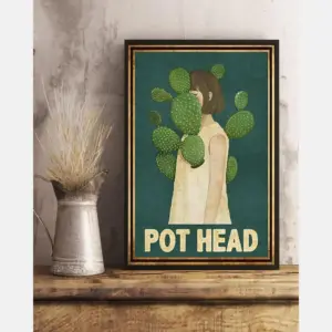 Cactus Girl Pot Head Poster Vintage Room Home Decor Wall Art Gifts Idea