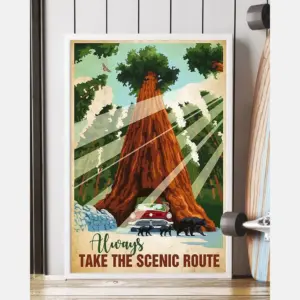 Camping Always Take The Scenic Route Canvas Prints Vintage Wall Art Gifts Vintage Home Wall Decor Canvas