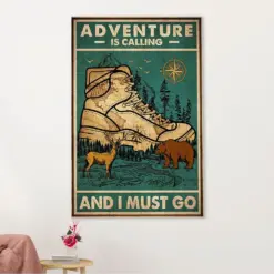 Camping Canvas | Adventure Is Calling & I Must Go | Wall Art Gift For Campers