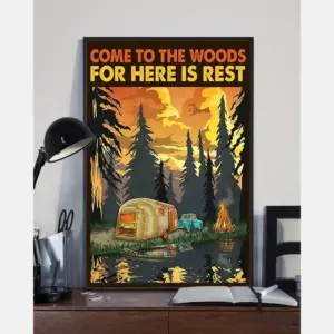 Camping Canvas Prints Come To The Woods For Here Is Rest Vintage Wall Art Gifts Vintage Home Wall Decor Canvas