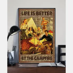 Camping Canvas Prints Life Is Better By The Campfire Vintage Wall Art Gifts Vintage Home Wall Decor Canvas