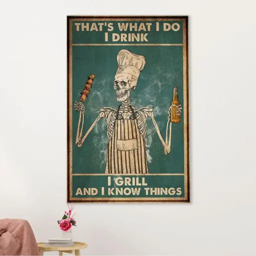 Camping Canvas | That'S What I Do I Drink, I Grill & I Know Things | Wall Art Gift For Campers