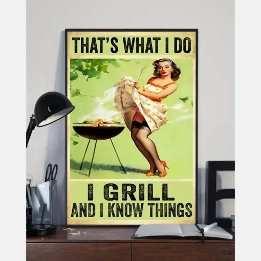 Camping Grill Poster That'S What I Do I Grill And I Know Things Vintage Room Home Decor Wall Art Gifts Idea