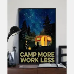 Camping Poster Camp More Work Less Vintage Room Home Decor Wall Art Gifts Idea