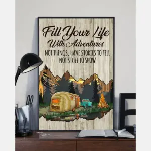 Camping Poster Fill Your Life With Adventures Vintage Room Home Decor Wall Art Gifts Idea